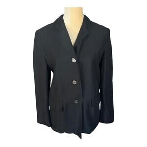 Max Mara Black Linen Blend Blazer Jacket Lightweight Size US 6